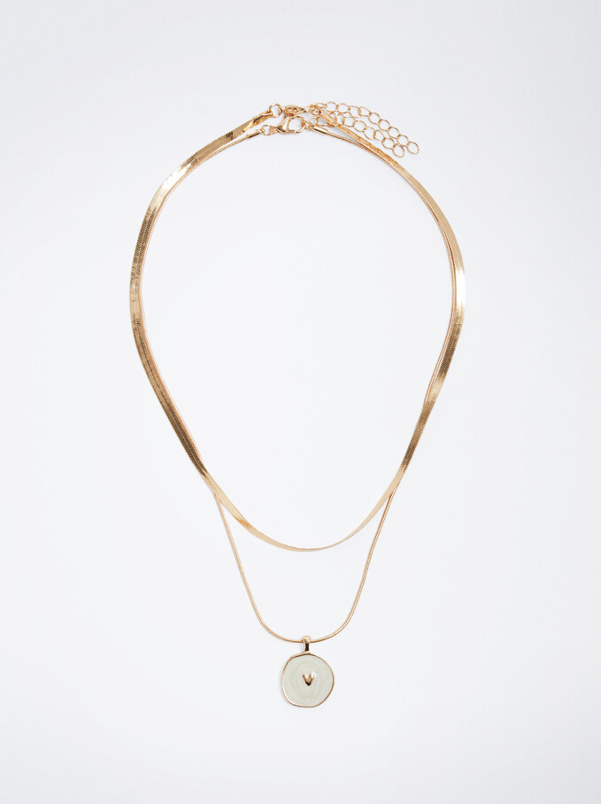 Set Kombinierte Halsketten Mit Medaillon, Golden, hi-res