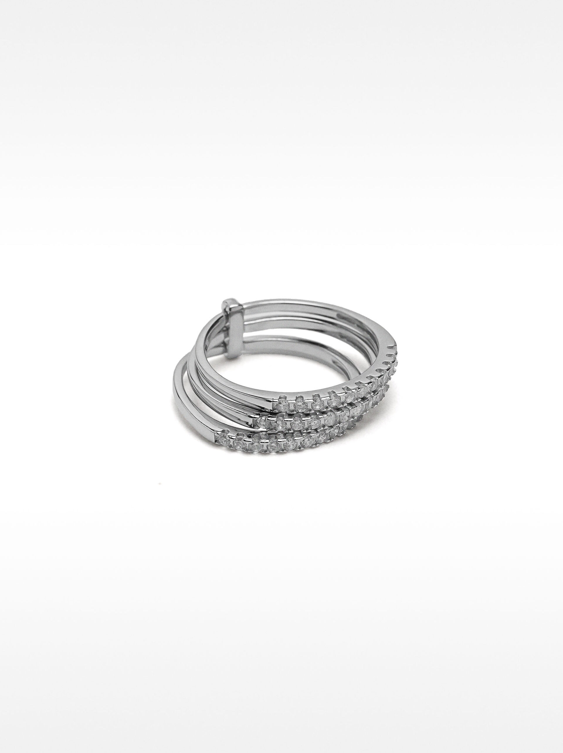 Anillo triple con circonitas - plata de ley 925 image number 2.0