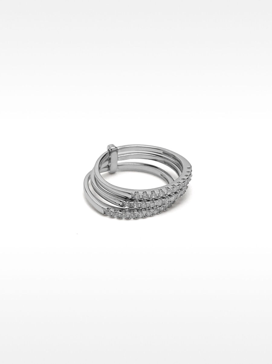 Triple ring with zirconia - 925 sterling silver