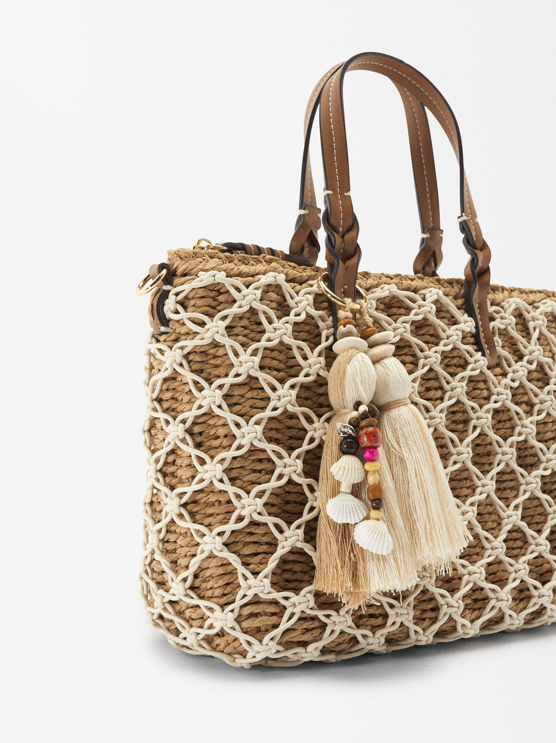 Bolso Shopper Efecto Rafia Natural Parfois