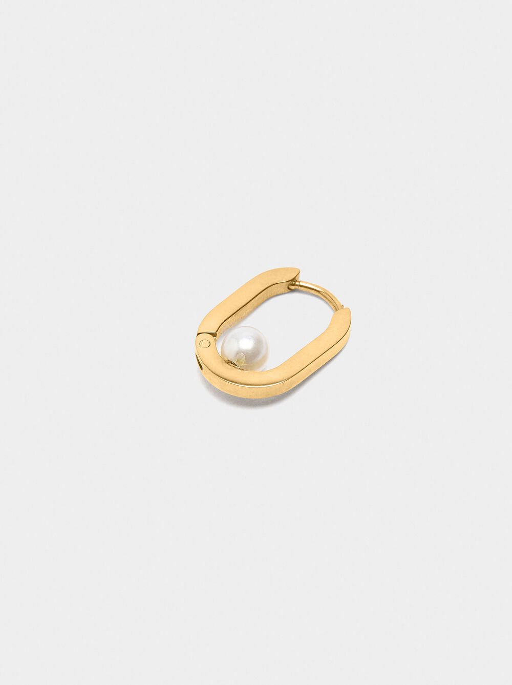 Single hoop with pearl - stainless steel
