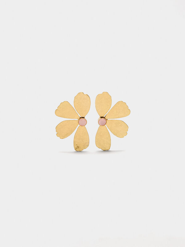 Half-flower earrings with stone