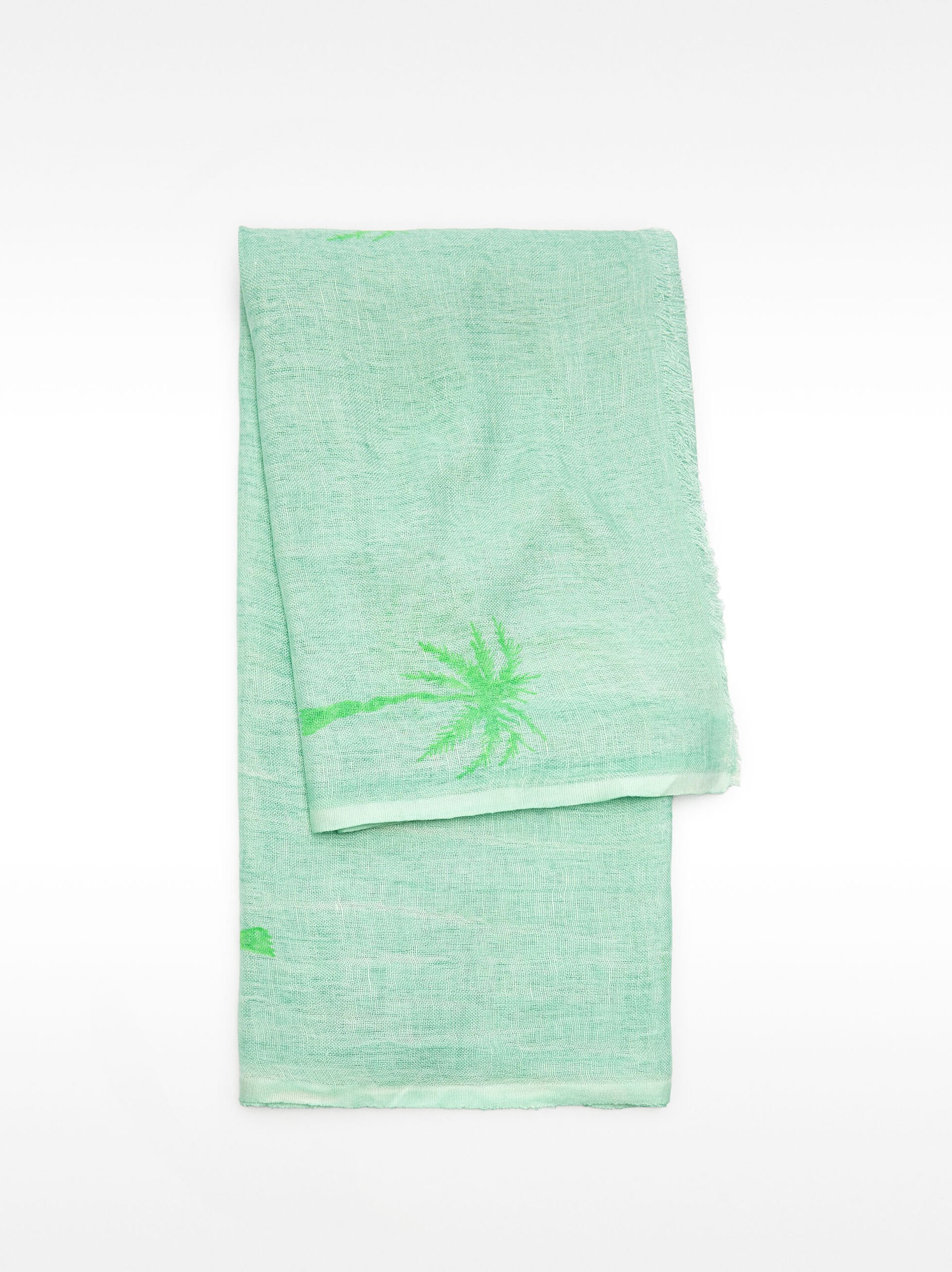 Printed scarf in linen blend image number 0.0