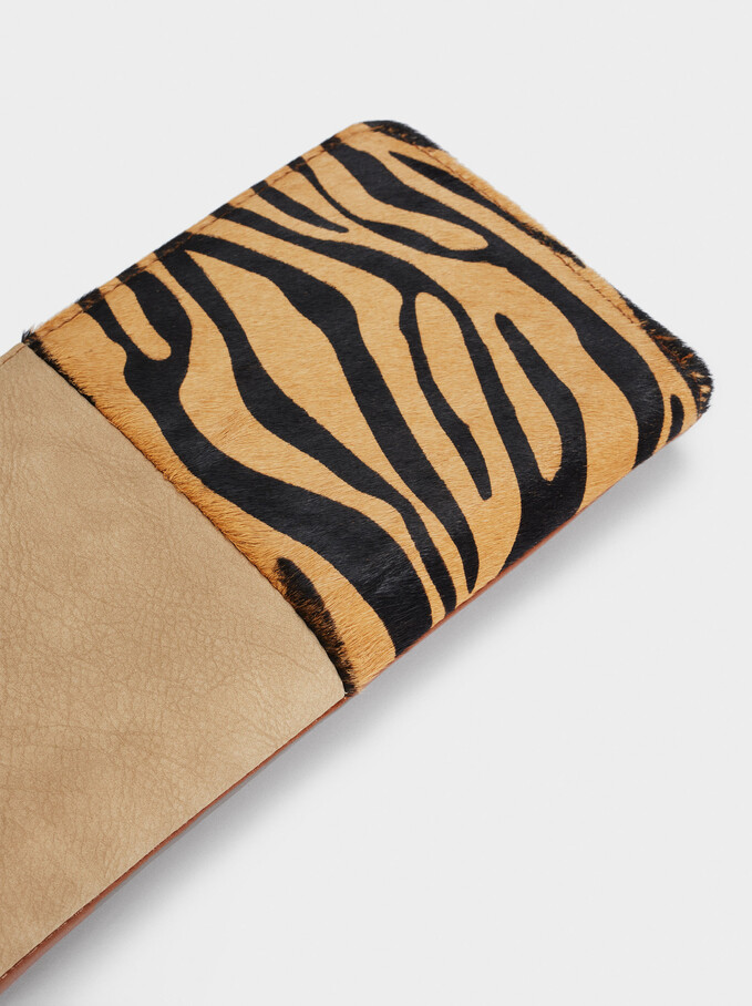 Long Printed Leather Purse, Camel, hi-res