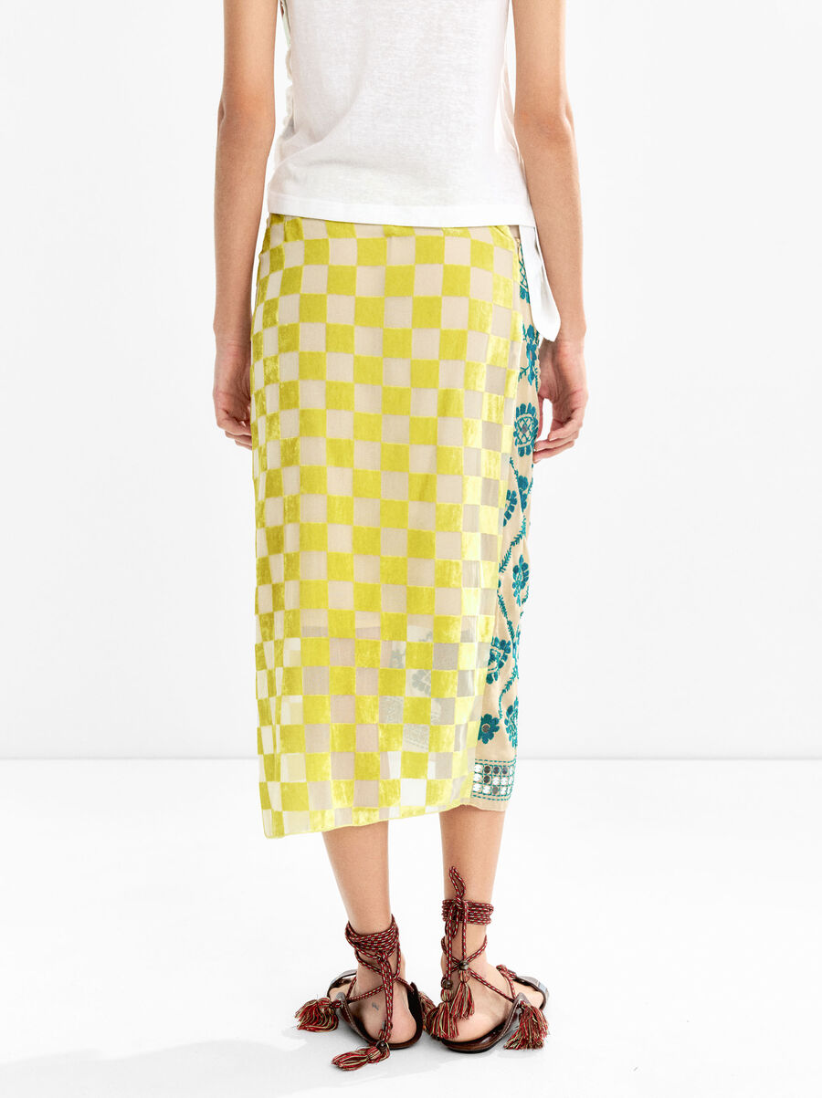 Draped midi skirt with embroidery