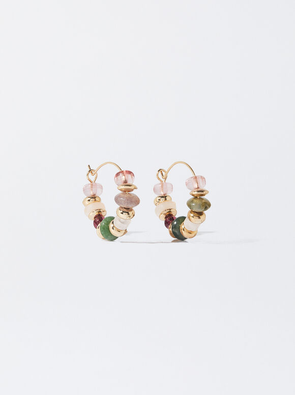 Multicoloured Earrings With Stone, Multicolor, hi-res
