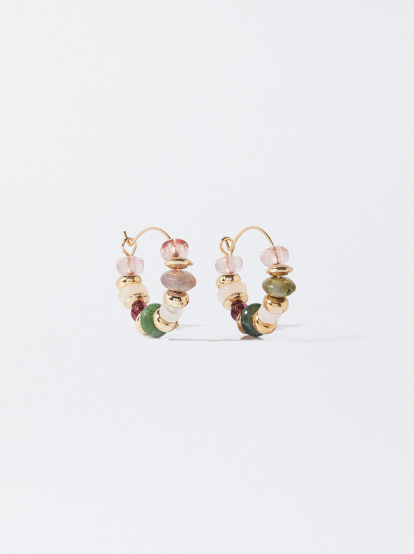 Multicoloured Earrings With Stone, Multicolor, hi-res