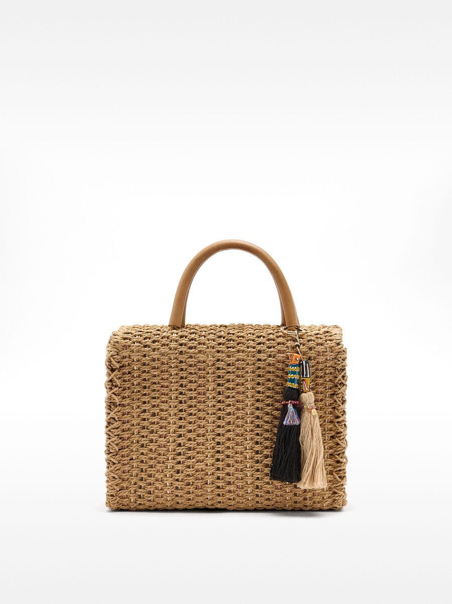 Tote bag with straw effect L
