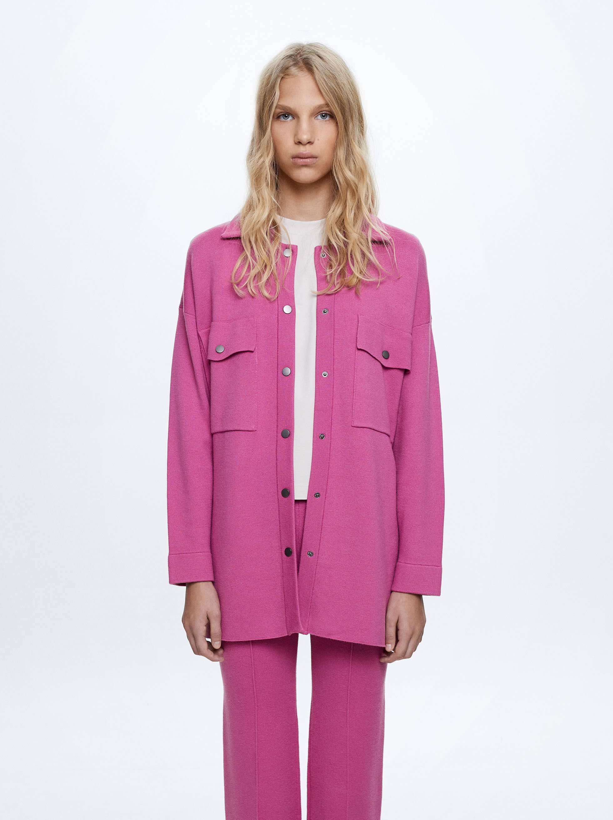 Knit overshirt with pockets clearance