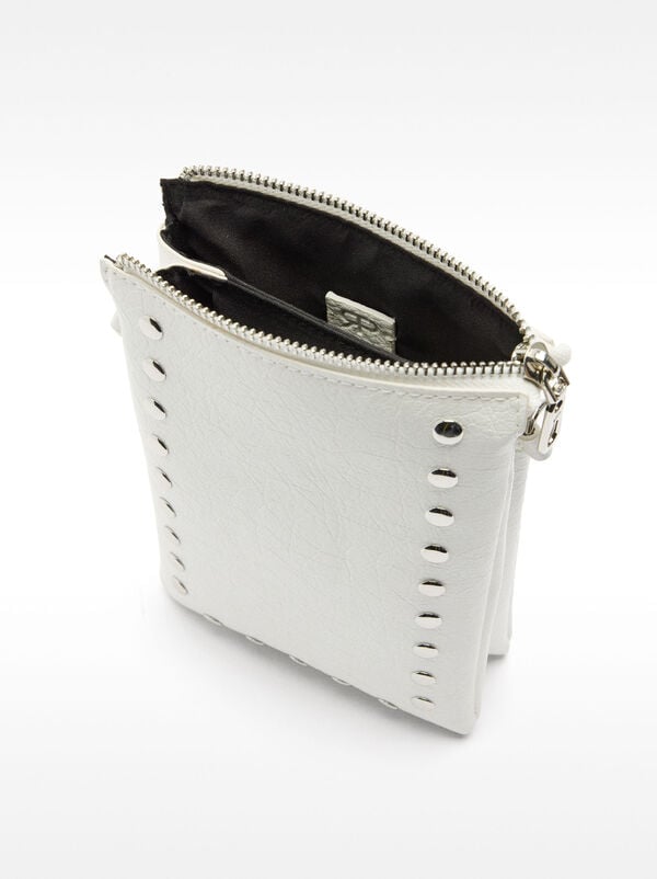 Double crossbody bag with studs