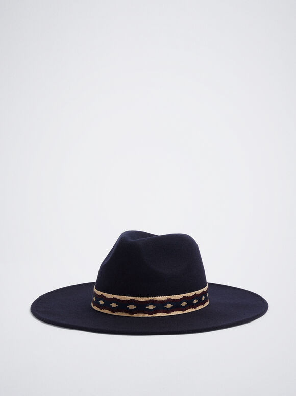 Chapeau En Laine, Bleu Foncé, hi-res
