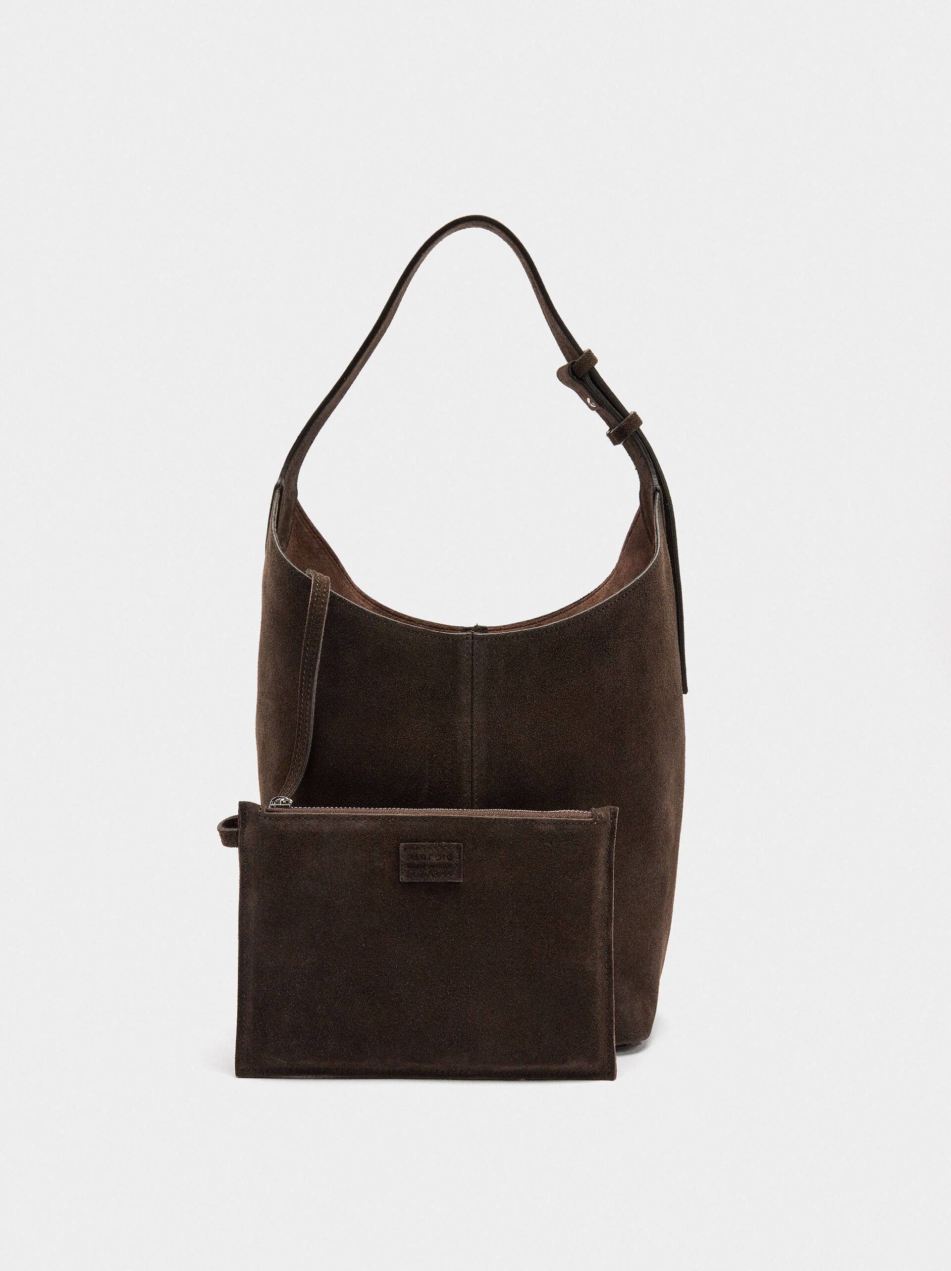 Suede bucket bag with inner pouch image number 1.0