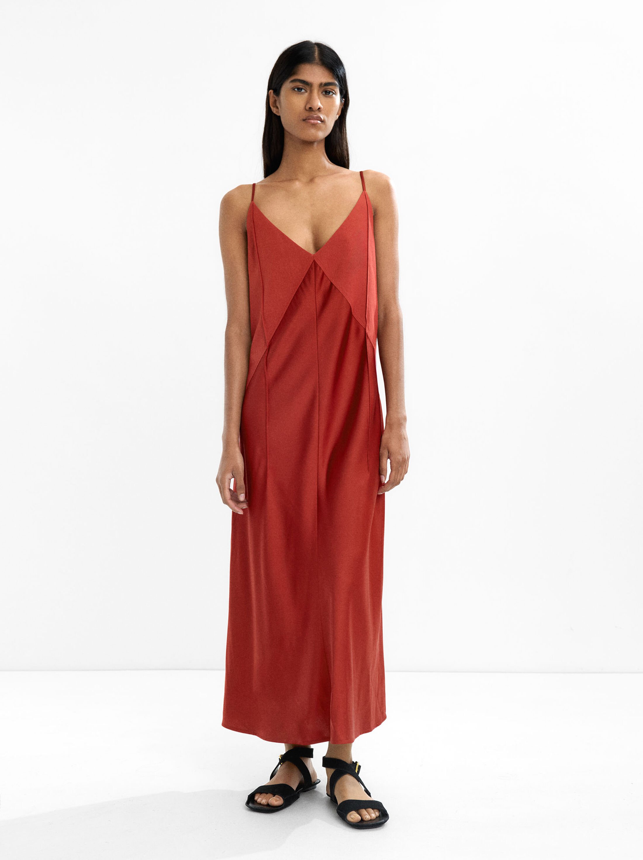 Dress with straps and seams image number 0.0