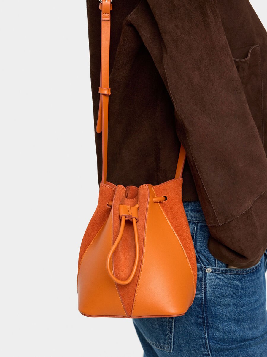 Bucket bag with leather S