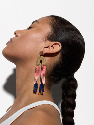 Long Earrings With Beads, Multicolor, hi-res