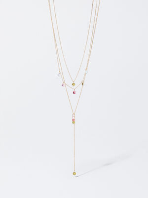 Golden Necklace With Crystals image number 0.0