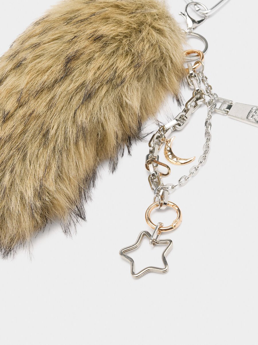 Keychain charm with fur effect