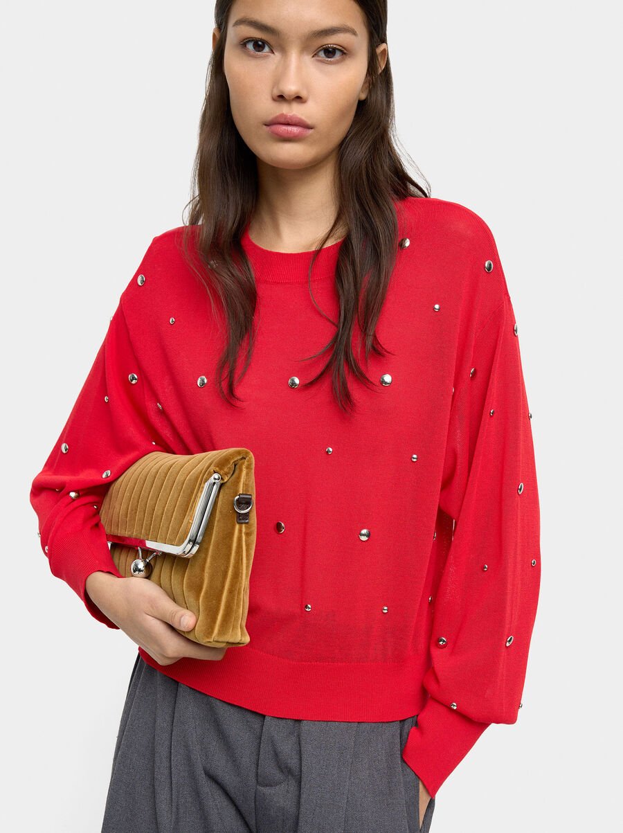 Knit sweater with studs
