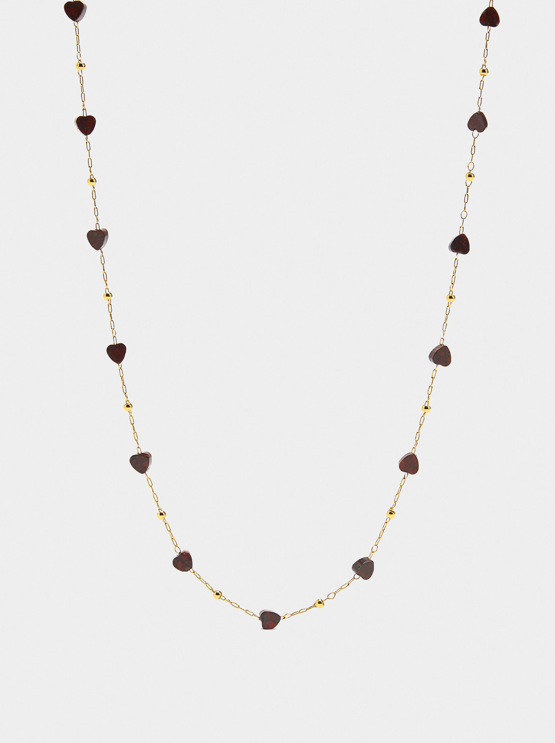 Necklace hearts stones - stainless steel image number 0.0
