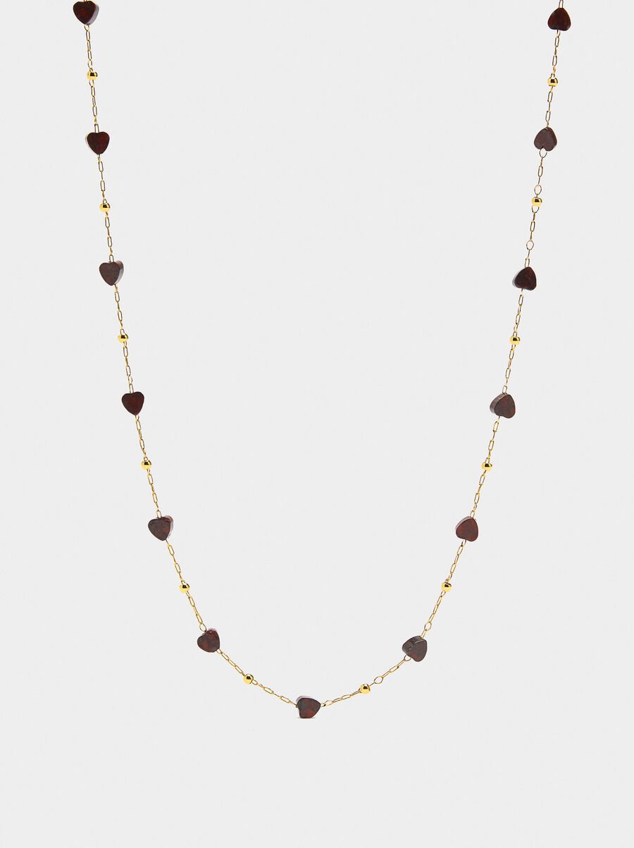 Collar corazones de piedra - acero inoxidable