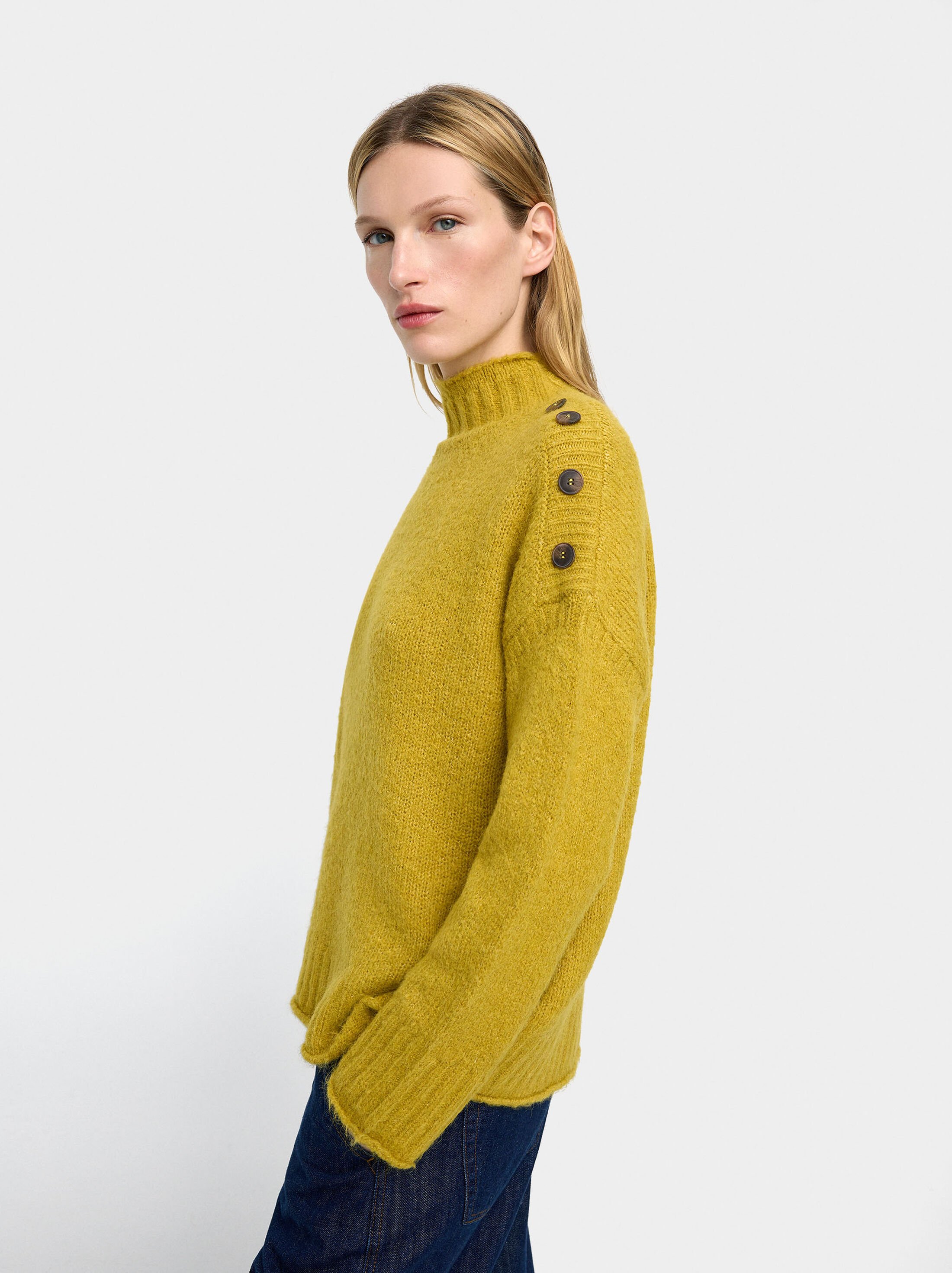 Knit sweater with button detail image number 2.0