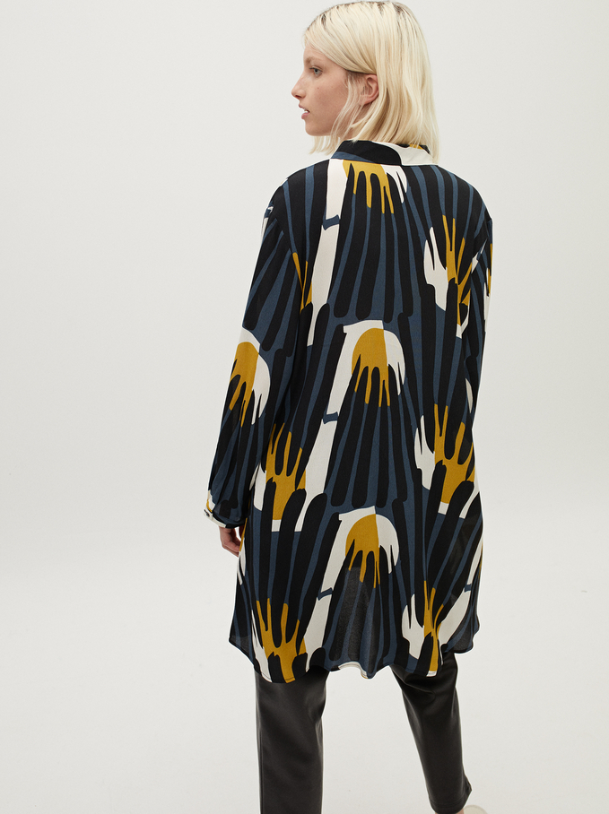 Robe Chemise A Imprime Multicolore Bleu Femme Robes Parfois Com