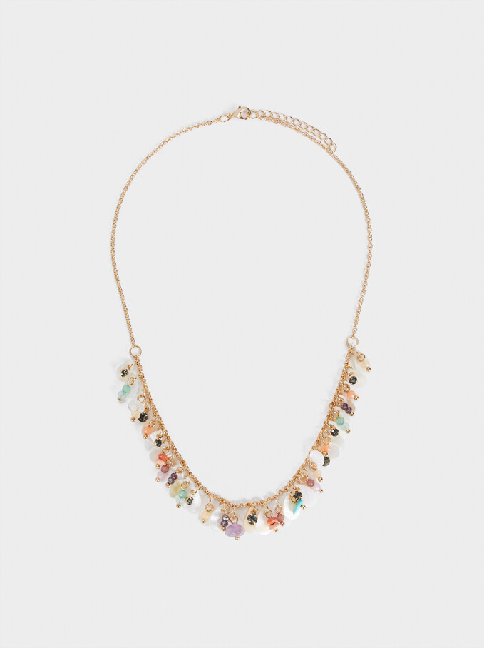 Short Necklace With Pearls And Stones, Multicolor, hi-res