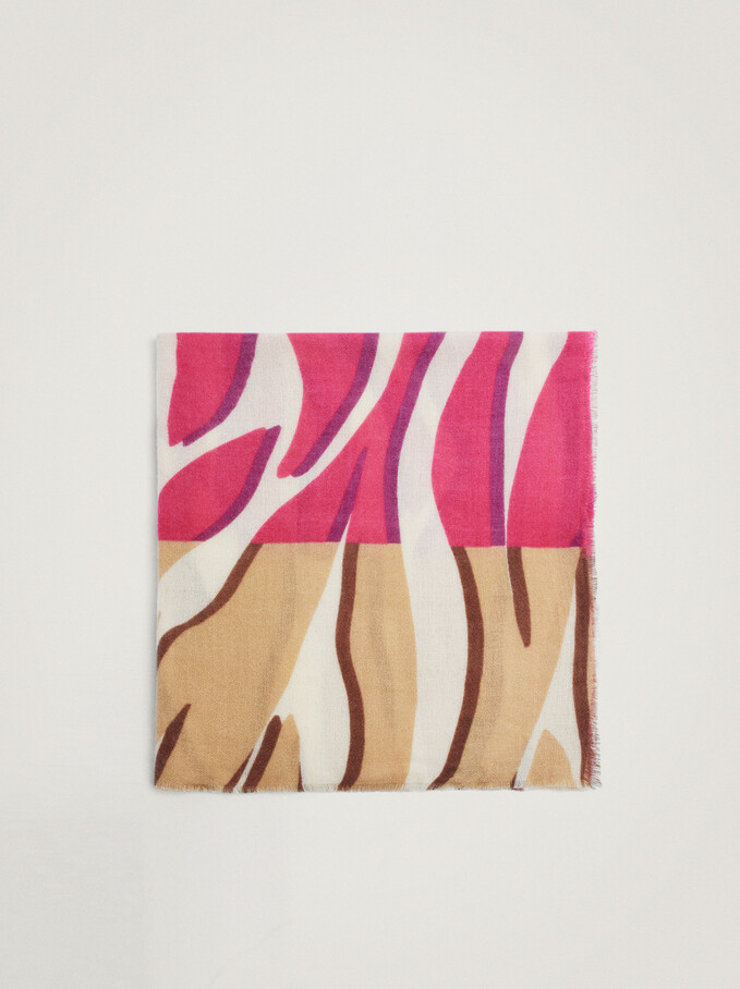 Animal Print Blanket Scarf, Pink, hi-res