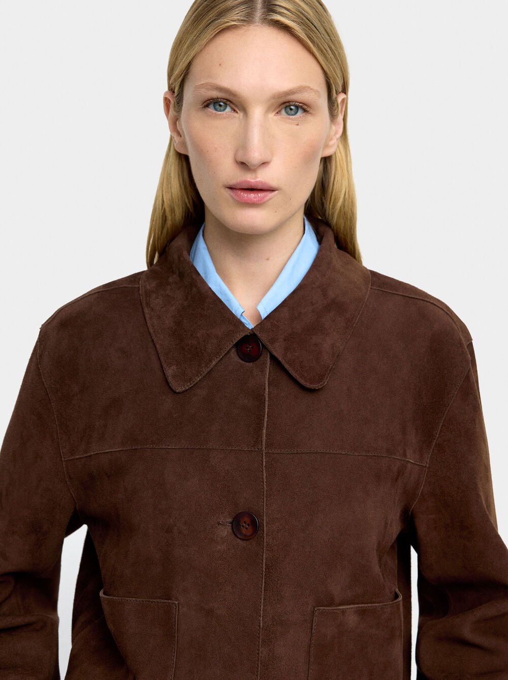 Leather jacket with buttons