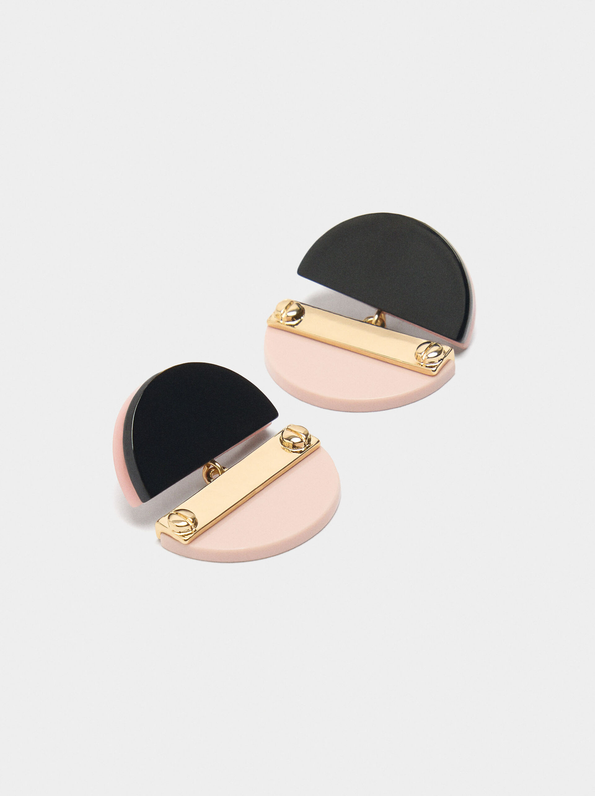 Semi-circle earrings with resin image number 1.0