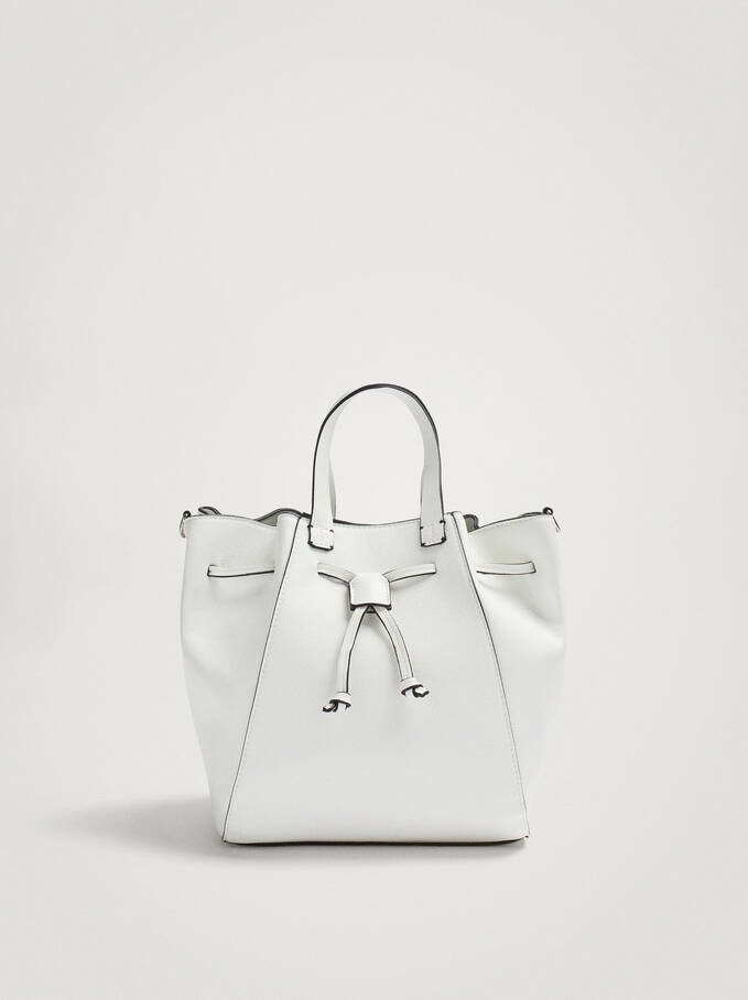 Shoulder Bag With Lace Detail, White, hi-res