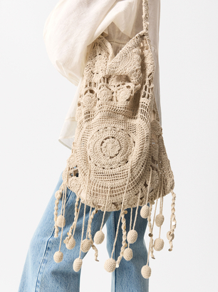 Crochet Shoulder Bag, Ecru, hi-res
