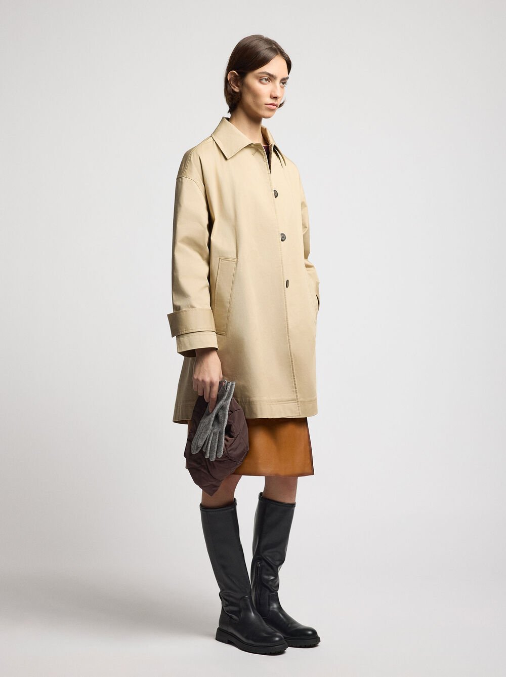 Midi cotton trench with pockets