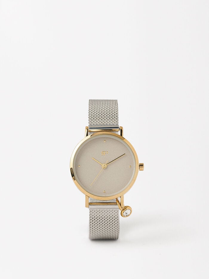 Watch With Stainless Steel Metallic Mesh Strap