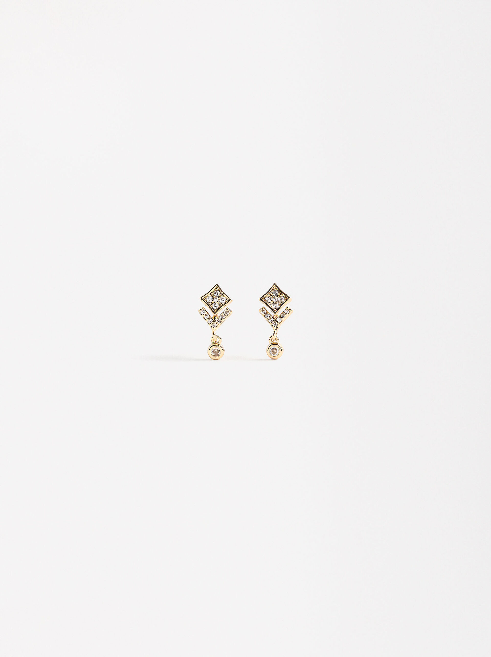 Rhomboid-shaped earrings with zirconia image number 0.0