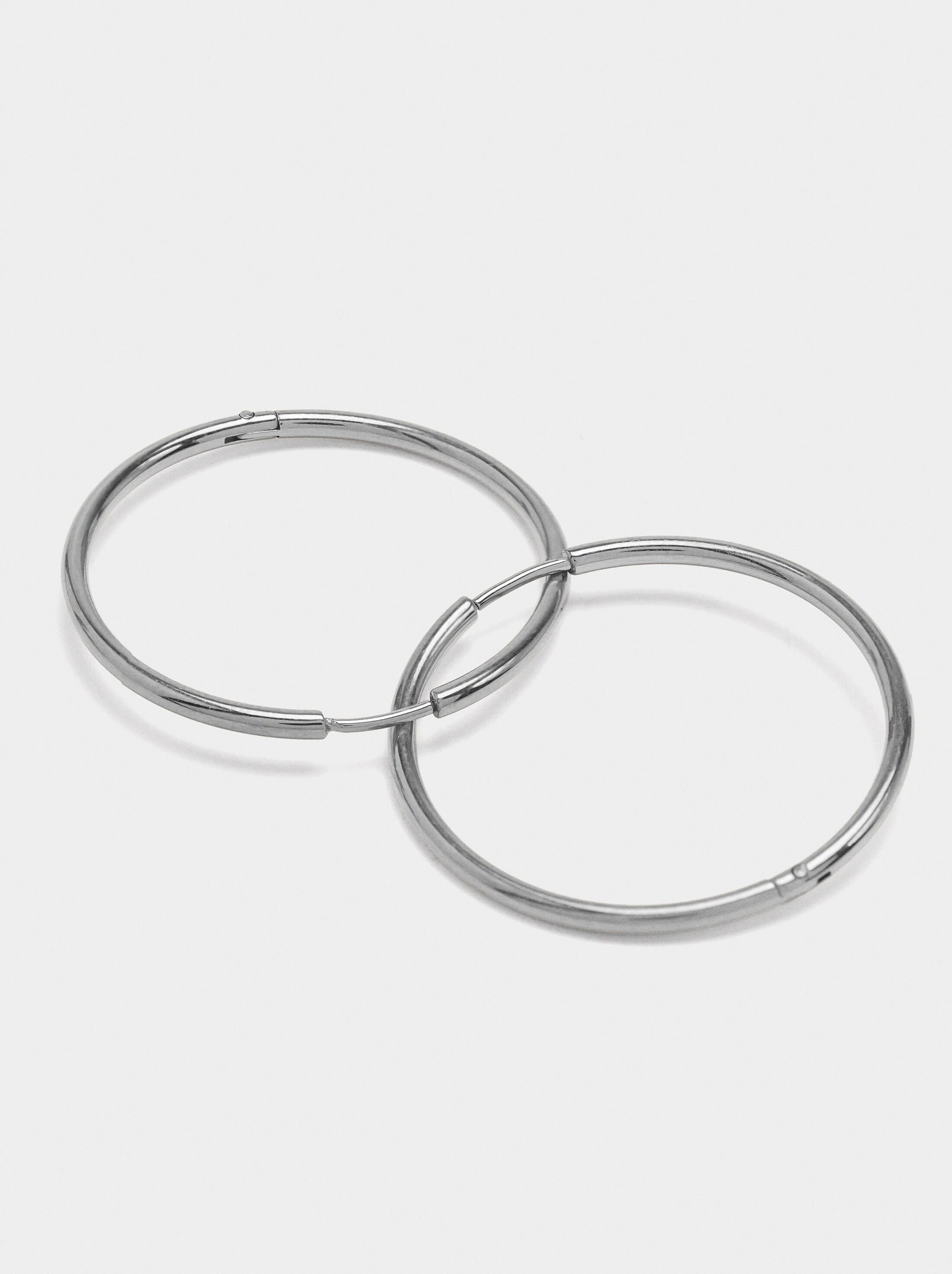 Smooth hoop earrings - stainless steel image number 1.0