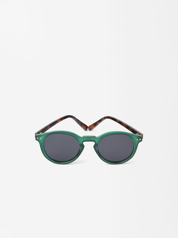 Round Sunglasses , Green, hi-res