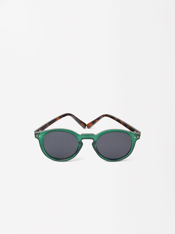 Round Sunglasses, Green, hi-res