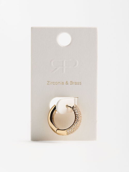 Wide single pavé hoop earring with zirconia 