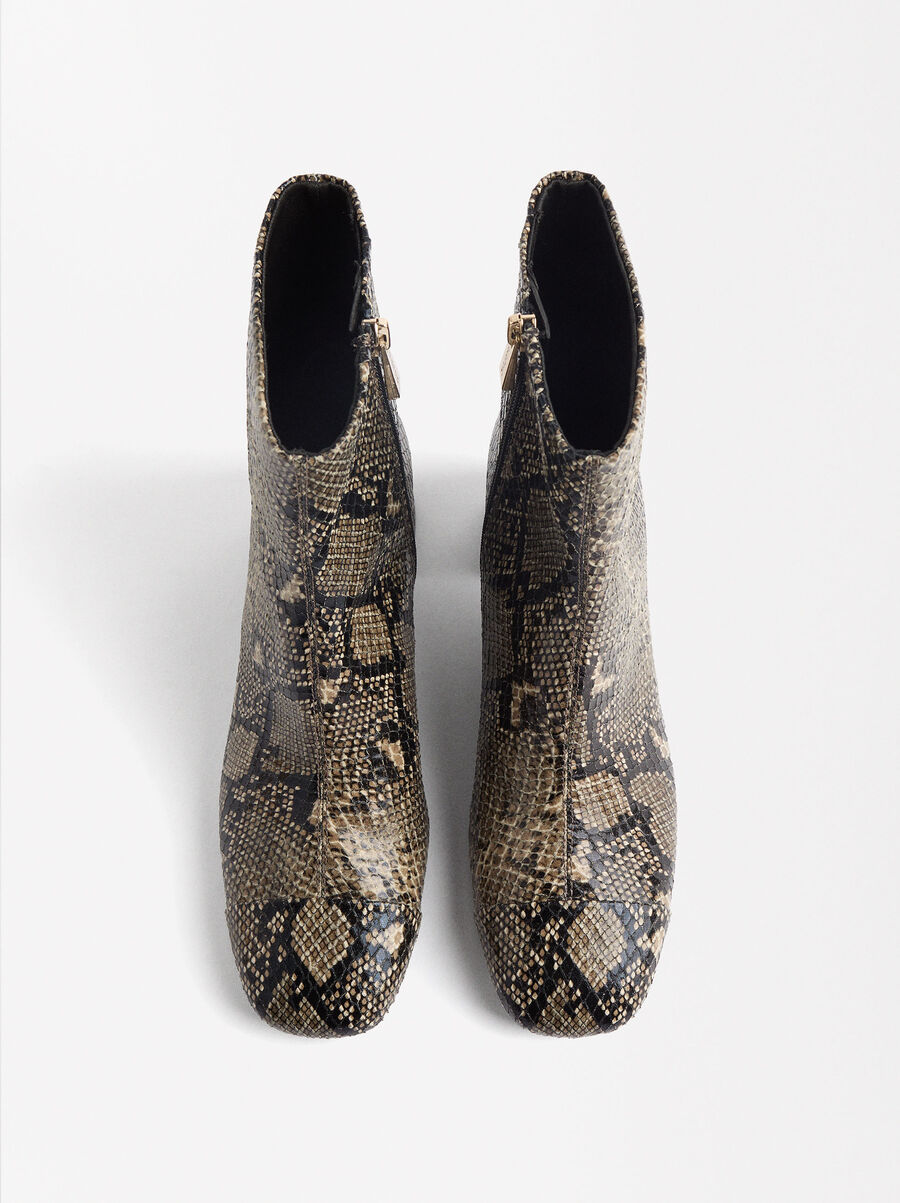 Animal print heeled ankle boots