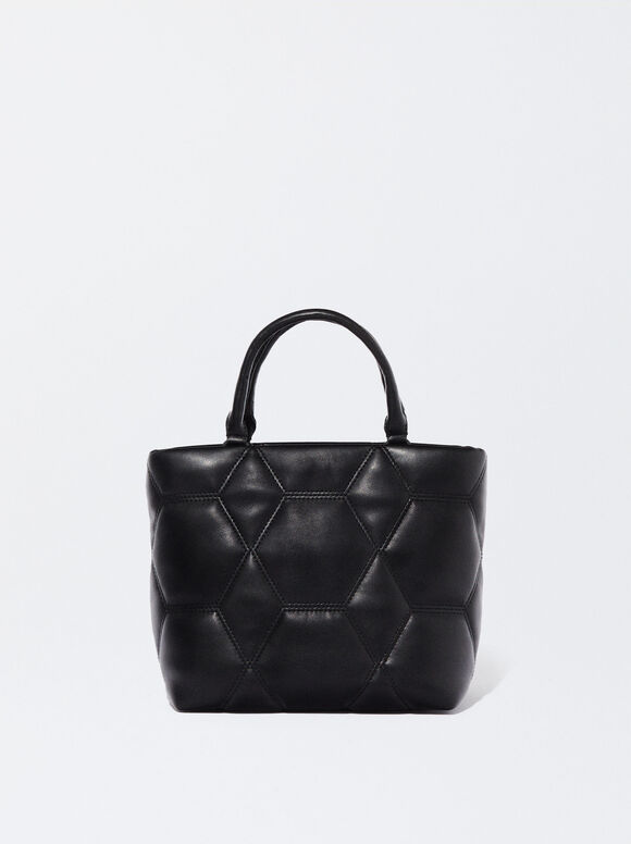 Quilted Tote Bag, Black, hi-res