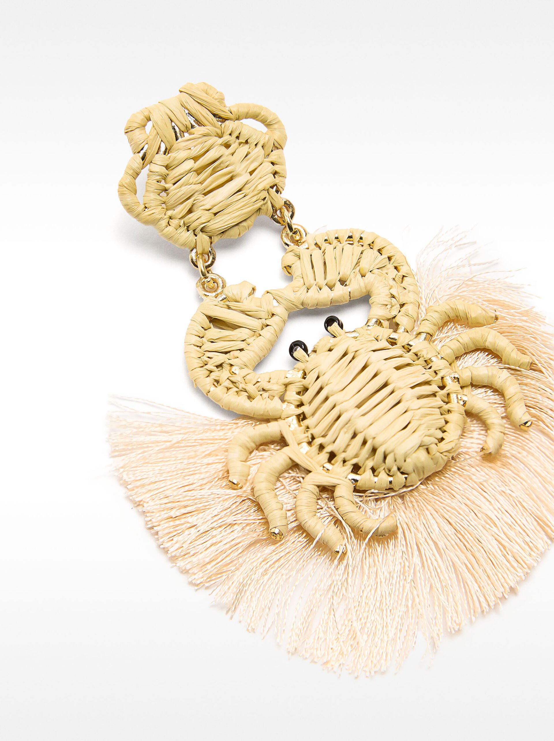 Boucles d'oreilles crabe en raphia image number 1.0