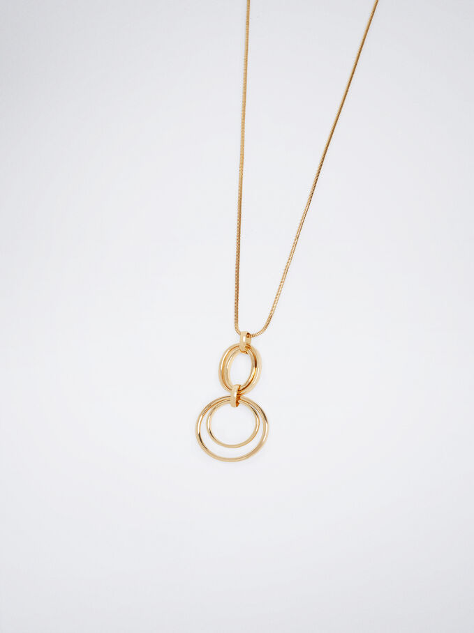 Metallic Golden Necklace, Golden, hi-res