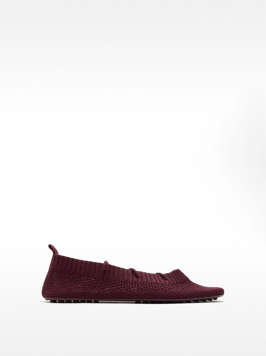 Knit mesh ballet flats with straps