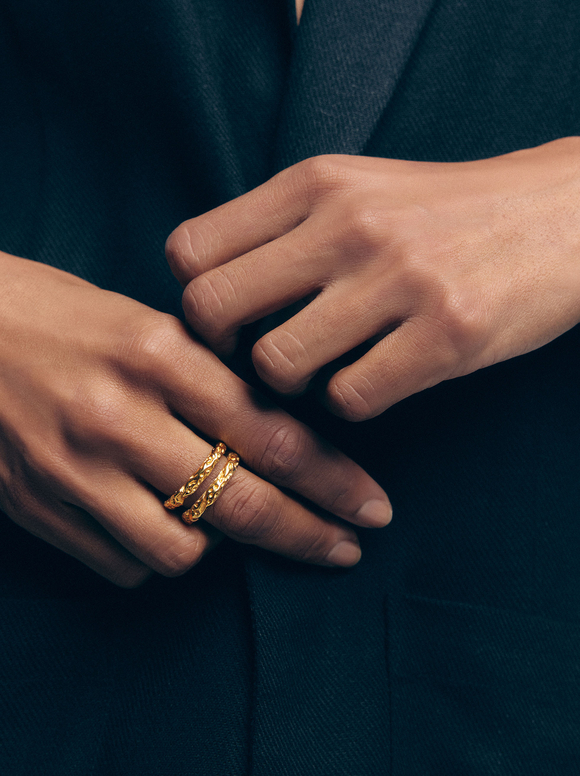 Golden Stainless Steel Ring, Golden, hi-res