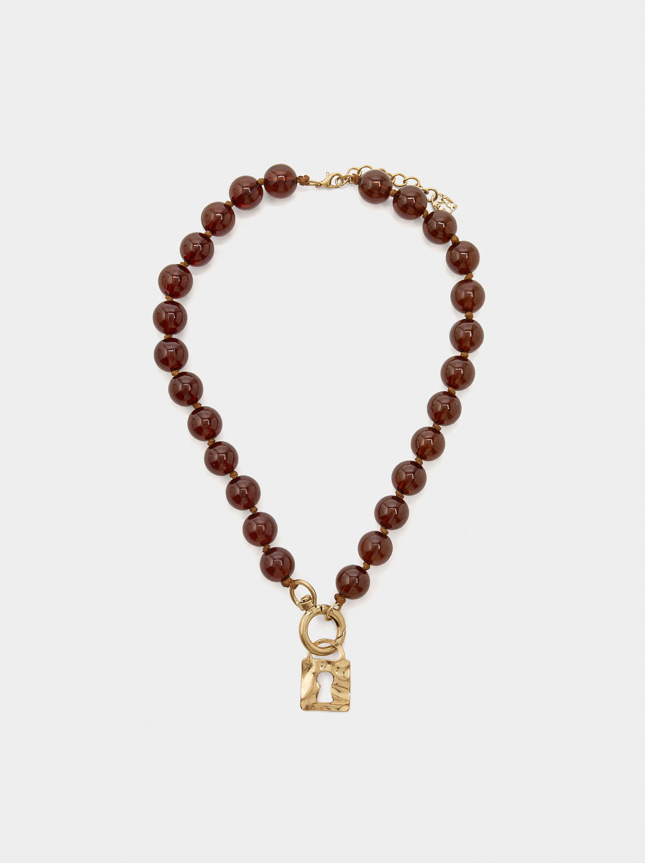 Short necklace with beads stone effect image number 0.0