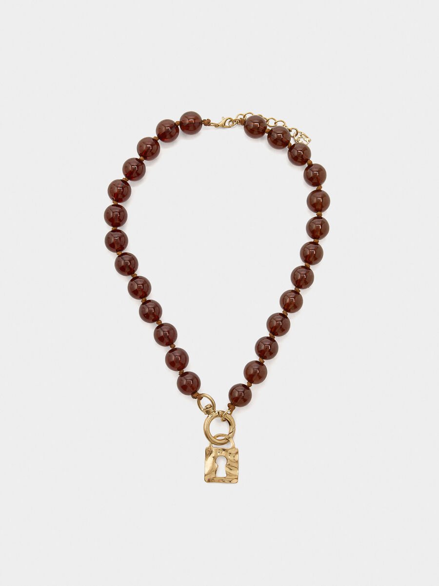 Short necklace with beads stone effect