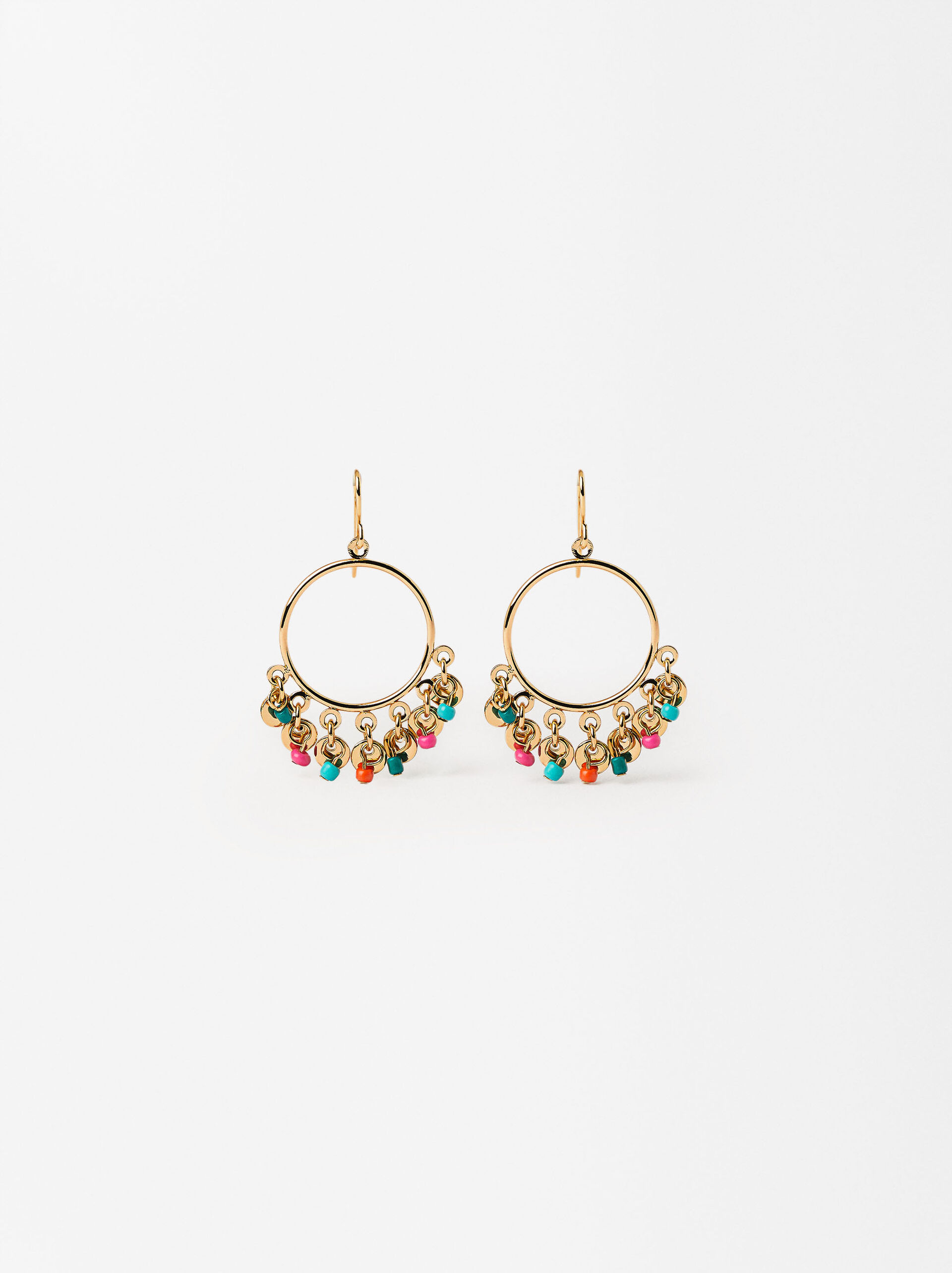 Golden Earrings With Beads image number 0.0