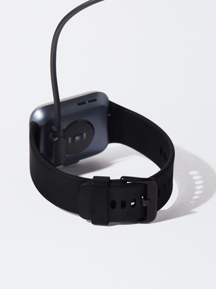 Smartwatch Avec Bracelet En Silicone, Noir, hi-res