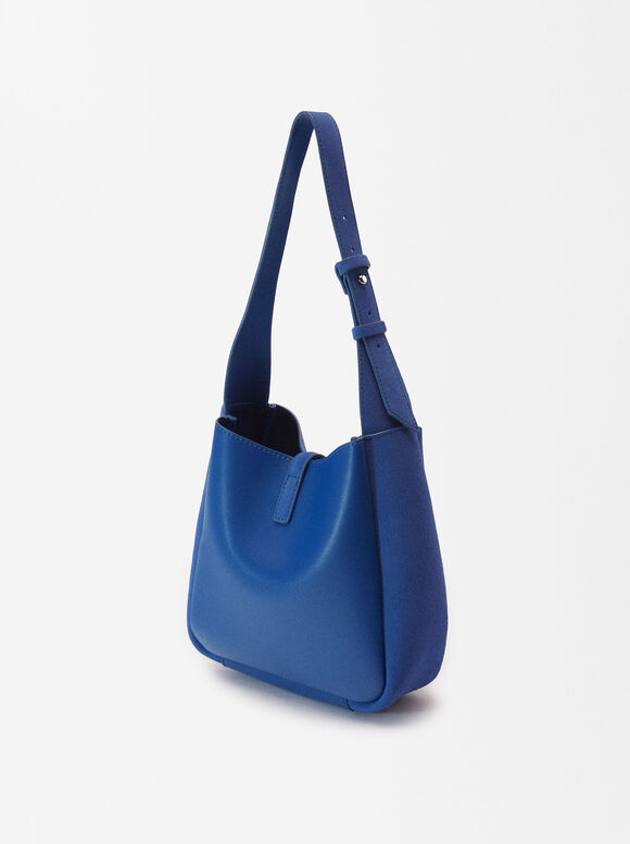Leather Shoulder Bag, Blue, hi-res
